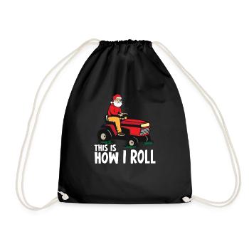 Lawn mower Santa Claus man Christmas gift - Drawstring Bag - black - Front