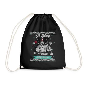 Go Jesus it's your birthday birthday gift - Drawstring Bag - black - Front