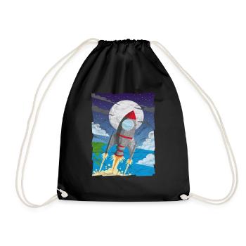 Rocket Rocket Space Astronaut Gift - Drawstring Bag - black - Front