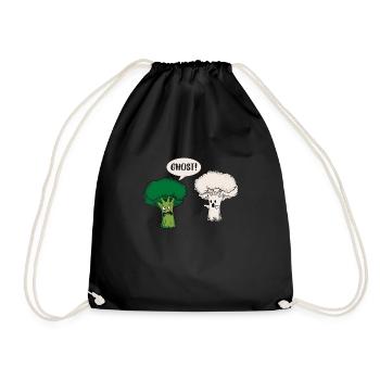 Funny Broccoli Cauliflower Ghost Ghost Gift - Drawstring Bag - black - Front