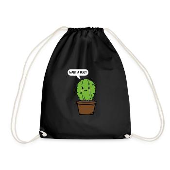 Funny dear cactus would like a hug gift - Drawstring Bag - black - Front