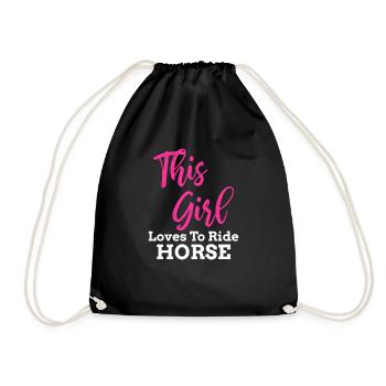 Love Horses I Pferde Mädchen Tochter Girl Pony - Turnbeutel - Schwarz - Vorne