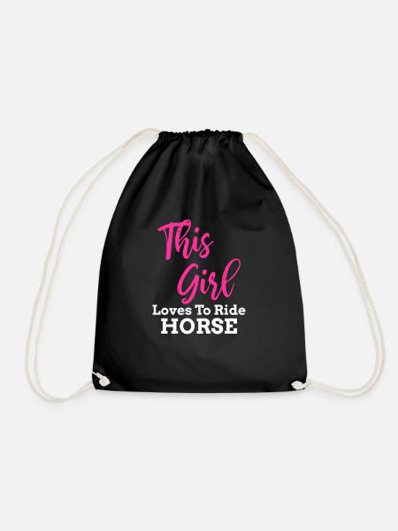 Love Horses I Pferde Mädchen Tochter Girl Pony - Turnbeutel - Schwarz