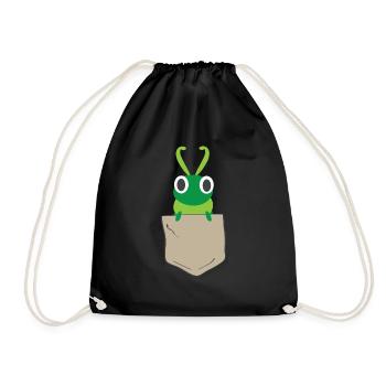 Drôle de chenille dans la poche de la poitrine - Sac de sport léger - noir - Devant