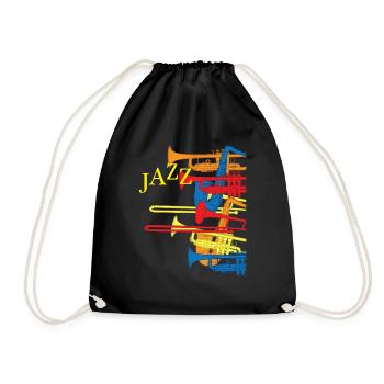 Jazz Trumpet Trombone - Music Instrument Band - Drawstring Bag - black - Front