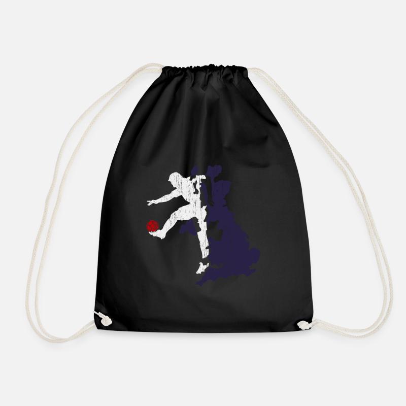 Rugby player gift kids birthday England - Drawstring Bag - black