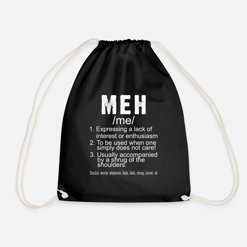 Meh interest enthusiasm gift - Drawstring Bag - black