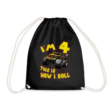 4ème anniversaire monstre camion cadeau voiture enfants - Sac de sport léger - noir - Devant