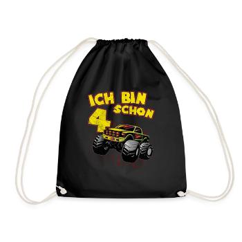 Oui je suis 4 camion d'anniversaire cadeau monstre - Sac de sport léger - noir - Devant