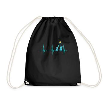 Wasserball Wassersport Herzschlag EKG Pulsschlag - Turnbeutel - Schwarz - Vorne