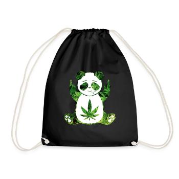 Panda stoned Weed - Turnbeutel - Schwarz - Vorne