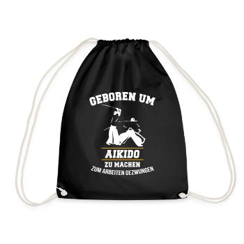 Aikido Karate Lustig Geschenk - Turnbeutel - Schwarz - Vorne
