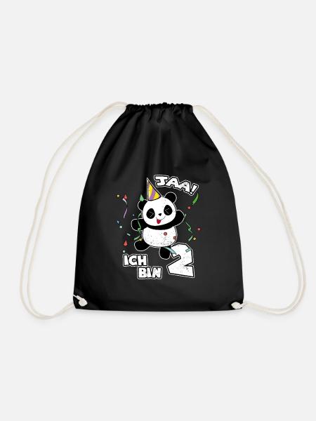 2. Geburtstag Panda Geschenk Süßer Pandabär Party - Turnbeutel - Schwarz