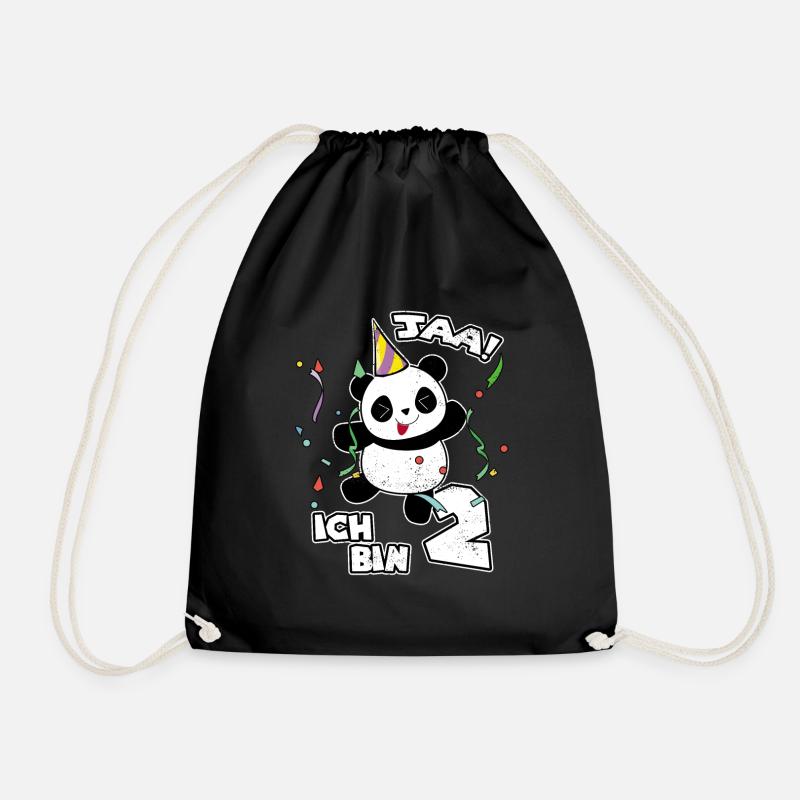 2. Geburtstag Panda Geschenk Süßer Pandabär Party - Turnbeutel - Schwarz