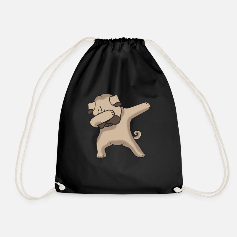 Funny dabbing pug dogs dab dance gift - Drawstring Bag - black