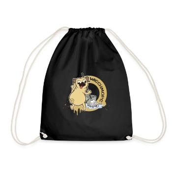 Wischmop Wischen Hunde Haushalt Hund Mops Geschenk - Turnbeutel - Schwarz - Vorne