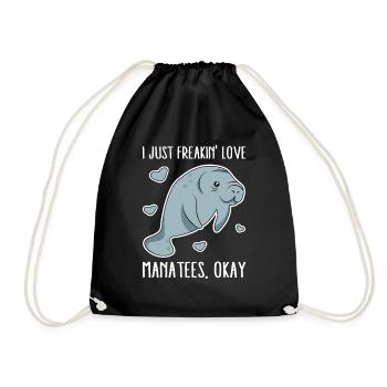 I Just Freakin Love Manatees Okay - Drawstring Bag - black - Front