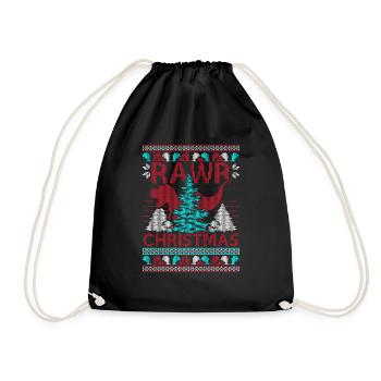 Dinosaurier Rex Weihnachten Ugly Christmas Sweater - Turnbeutel - Schwarz - Vorne