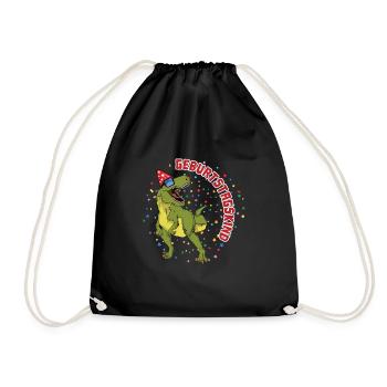 Birthday Child Dinosaur Birthday Gift - Drawstring Bag - black - Front