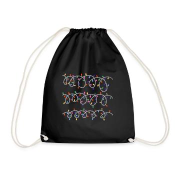 Christmas fairy lights t-shirt gift - Drawstring Bag - black - Front