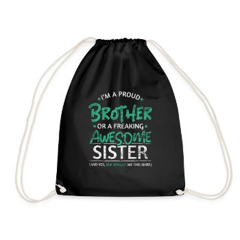 Stolzer Bruder Schwester - Turnbeutel - Schwarz - Vorne