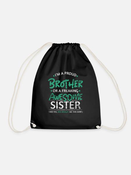 Stolzer Bruder Schwester - Turnbeutel - Schwarz