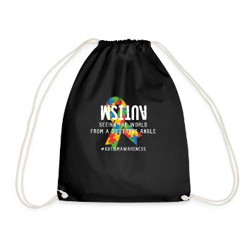 Autismus Schleife Autism Awareness Geschenk - Turnbeutel - Schwarz - Vorne