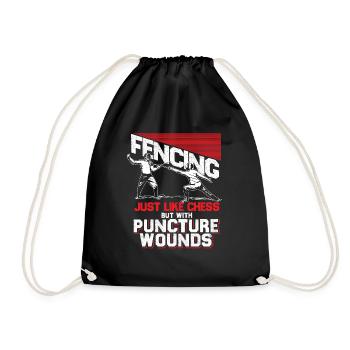 Fencing Chess Duel Fight Gift Saber Tactics - Drawstring Bag - black - Front