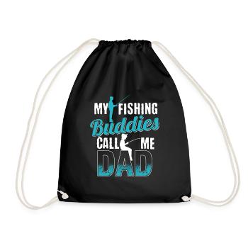 Fishing Friends Father Funny Gift Joke Kids - Drawstring Bag - black - Front