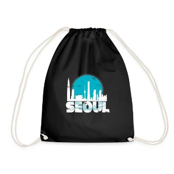 Séoul Corée du Sud cadeau Noël Sun Skyline - Sac de sport léger - noir - Devant