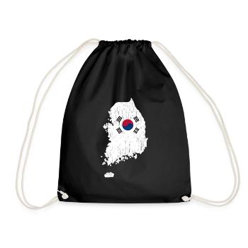 North Korea South Korea Flag Asia Gift - Drawstring Bag - black - Front