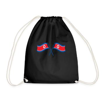 North Korea South Korea Flag Asia Flag - Drawstring Bag - black - Front