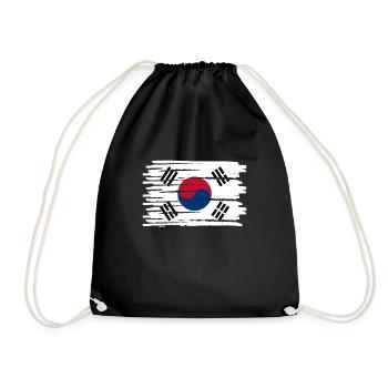 North Korea South Korea Asia Gift Flag - Drawstring Bag - black - Front