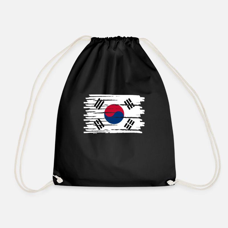 North Korea South Korea Asia Gift Flag - Drawstring Bag - black