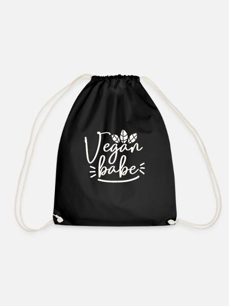 Vegan Babe cool health vegetarian relax - Drawstring Bag - black