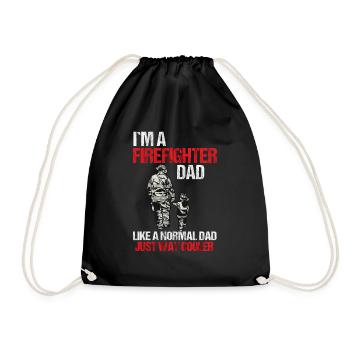 Fireman Dad Fireman Father Gift - Drawstring Bag - black - Front