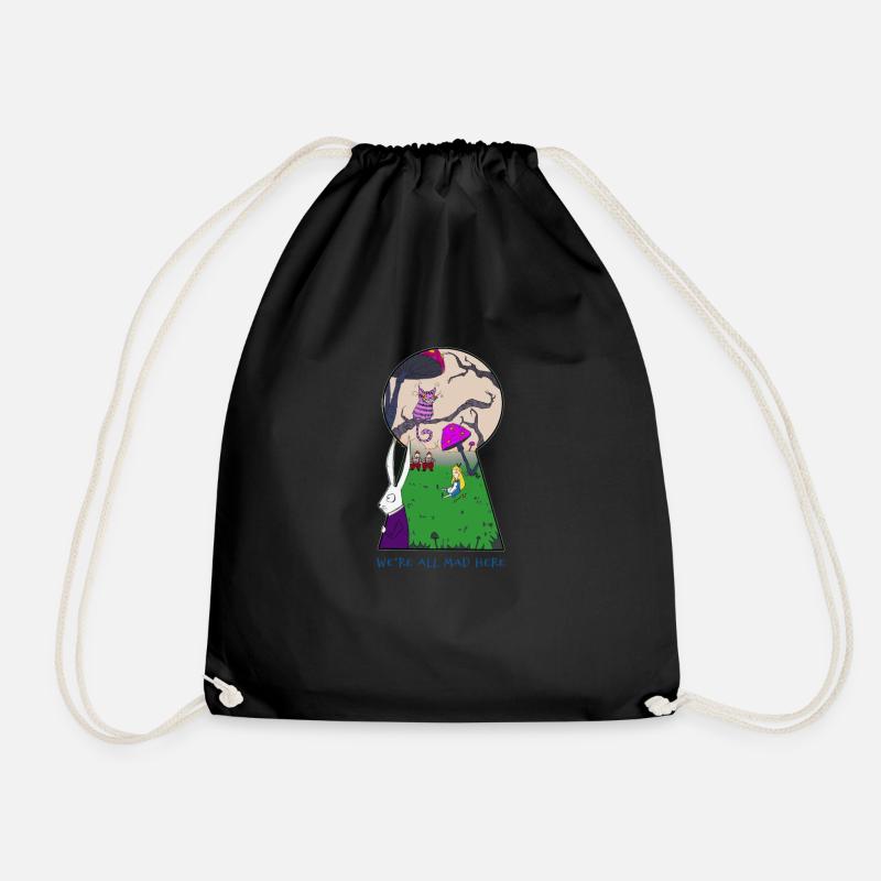 We're All Mad Here - Keyhole - Drawstring Bag - black