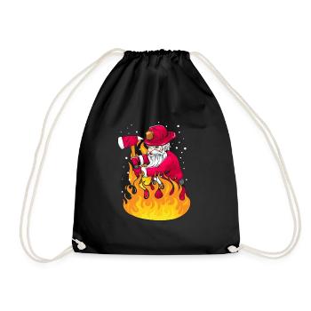 Weihnachten Santa Feuerwehr Feuerwehrmann Geschenk - Turnbeutel - Schwarz - Vorne