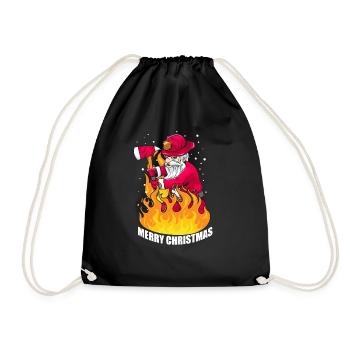 Noël Santa pompier cadeau - Sac de sport léger - noir - Devant