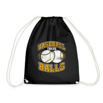 Baseball Ball Baseball Bat - Drawstring Bag - black - Front