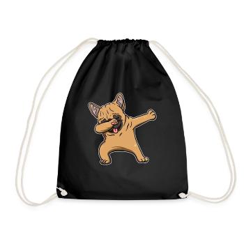 Dabbing Französische Bulldogge Hund Geschenk - Turnbeutel - Schwarz - Vorne