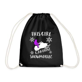 Snow bike Snowmobile snowmobile snowmobile ski slope - Drawstring Bag - black - Front