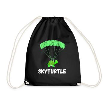 Skydiving turtle parachutist amphibians - Drawstring Bag - black - Front