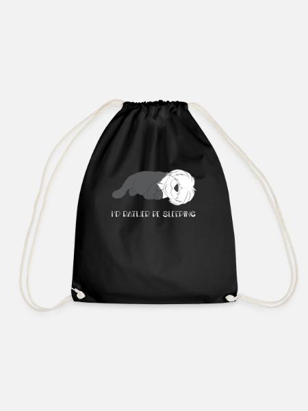 Bobtail - Schlafen - Faulenzer - Faul - Geschenk - Turnbeutel - Schwarz