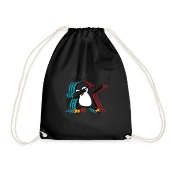Dabbing penguin gift - Drawstring Bag - black - Front