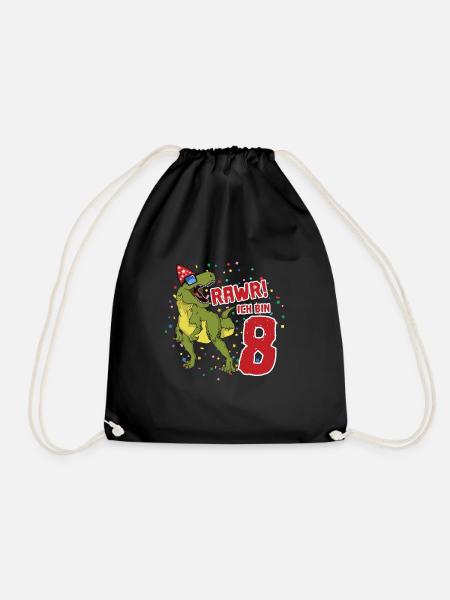 8. Geburtstag Dinosaurier Geburtstags Geschenk - Turnbeutel - Schwarz