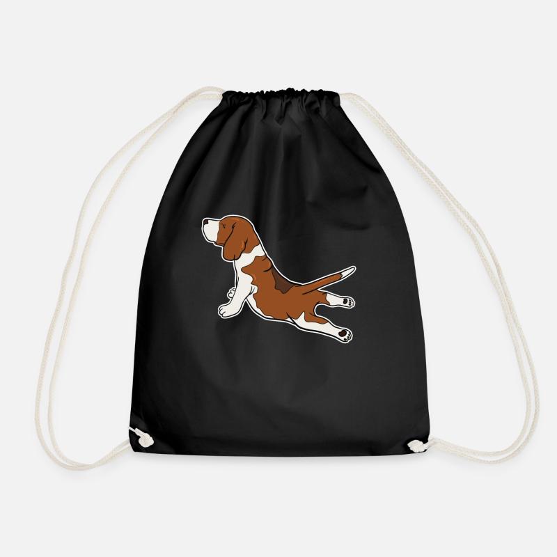 Beagle Dog Funny Yoga Pose Gift - Drawstring Bag - black