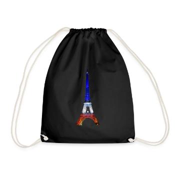 Eiffel Tower Paris France National Flag Souvenir - Drawstring Bag - black - Front