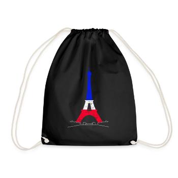 Eiffelturm Paris Frankreich Nationalfahne Souvenir - Turnbeutel - Schwarz - Vorne