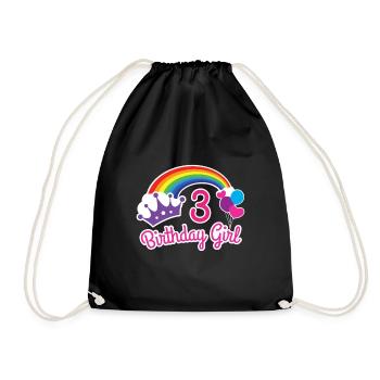 Chemise 3ème anniversaire Rainbow Princess pour fille - Sac de sport léger - noir - Devant